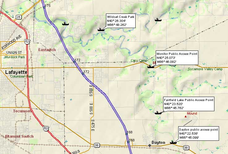 clickable overview map of South Fork of Wildcat Creek